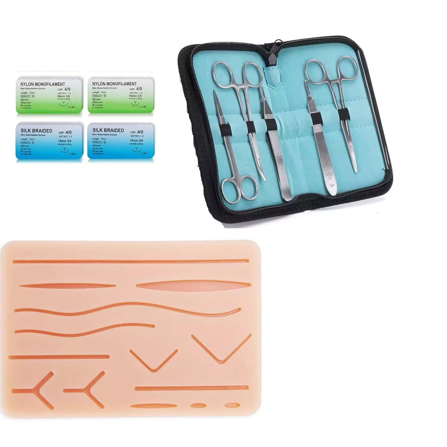 Expert Suture Training Kit with Dual-Layer Practice Pad