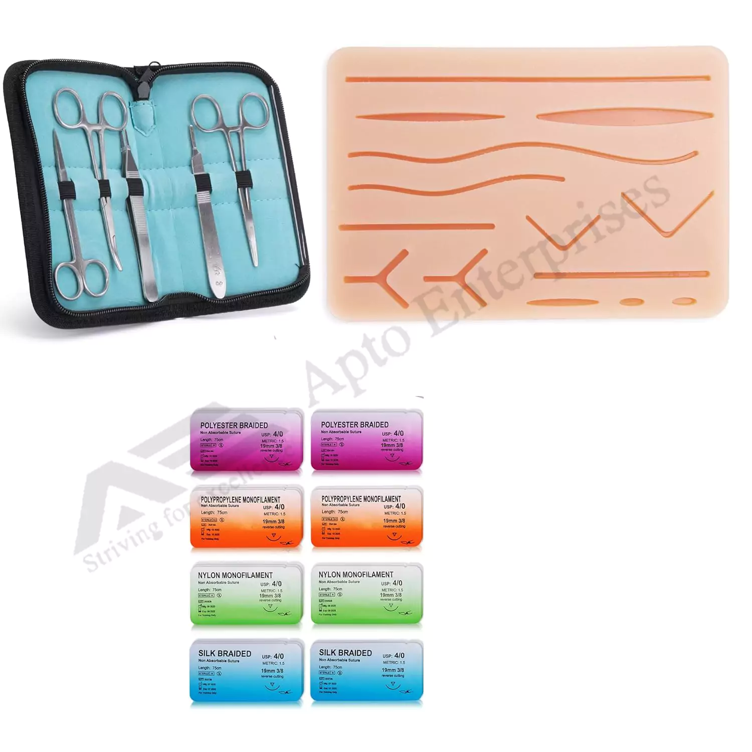 Comprehensive Suture Training Kit with Instrument Set