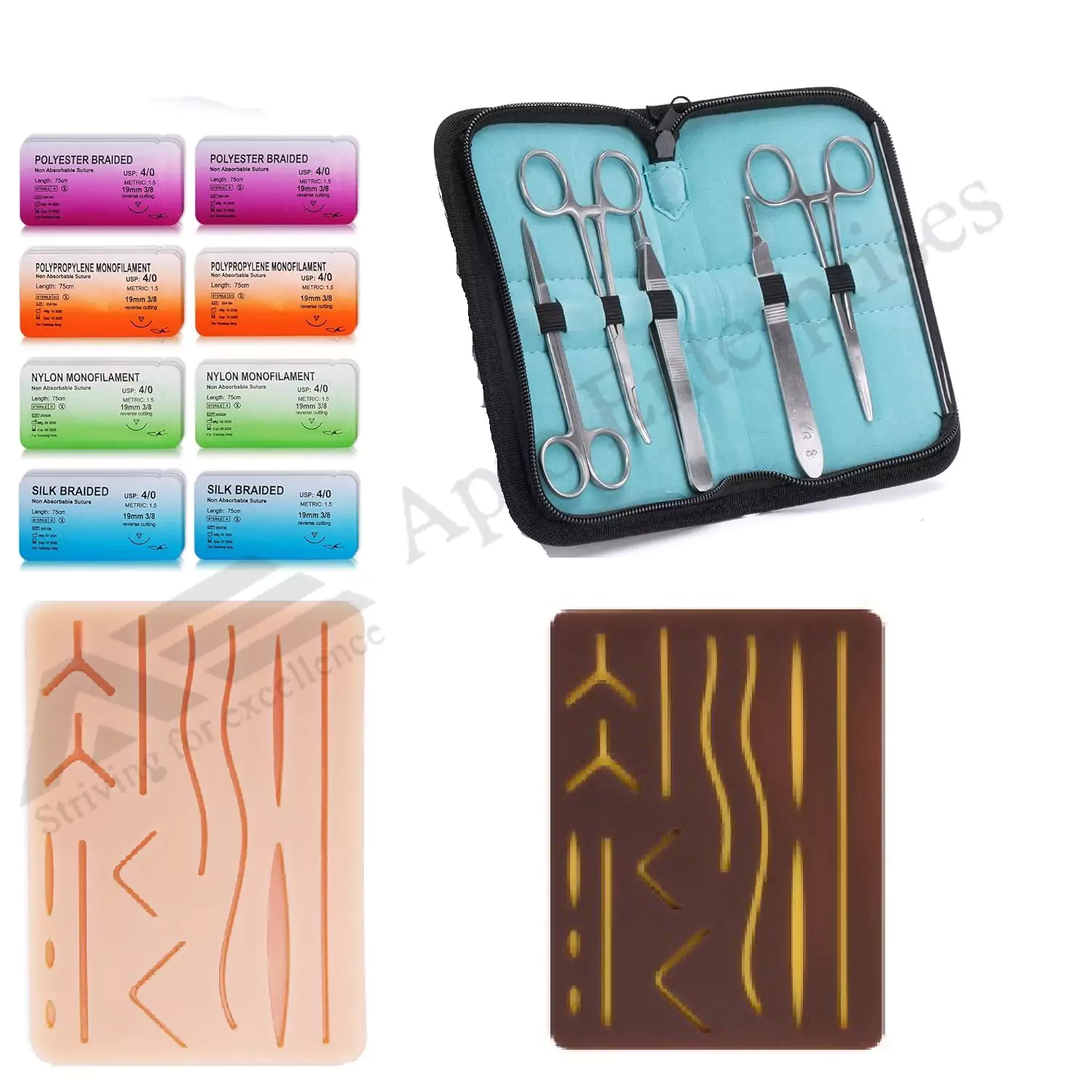 Professional Suture Education Kit with Multicolor Thread Pack