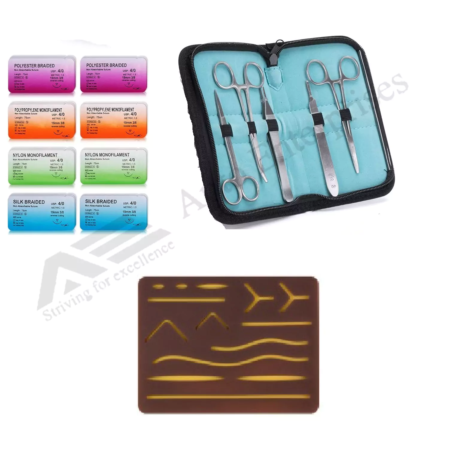 Expert Suture Practice Kit with Dual-Toned Practice Pads