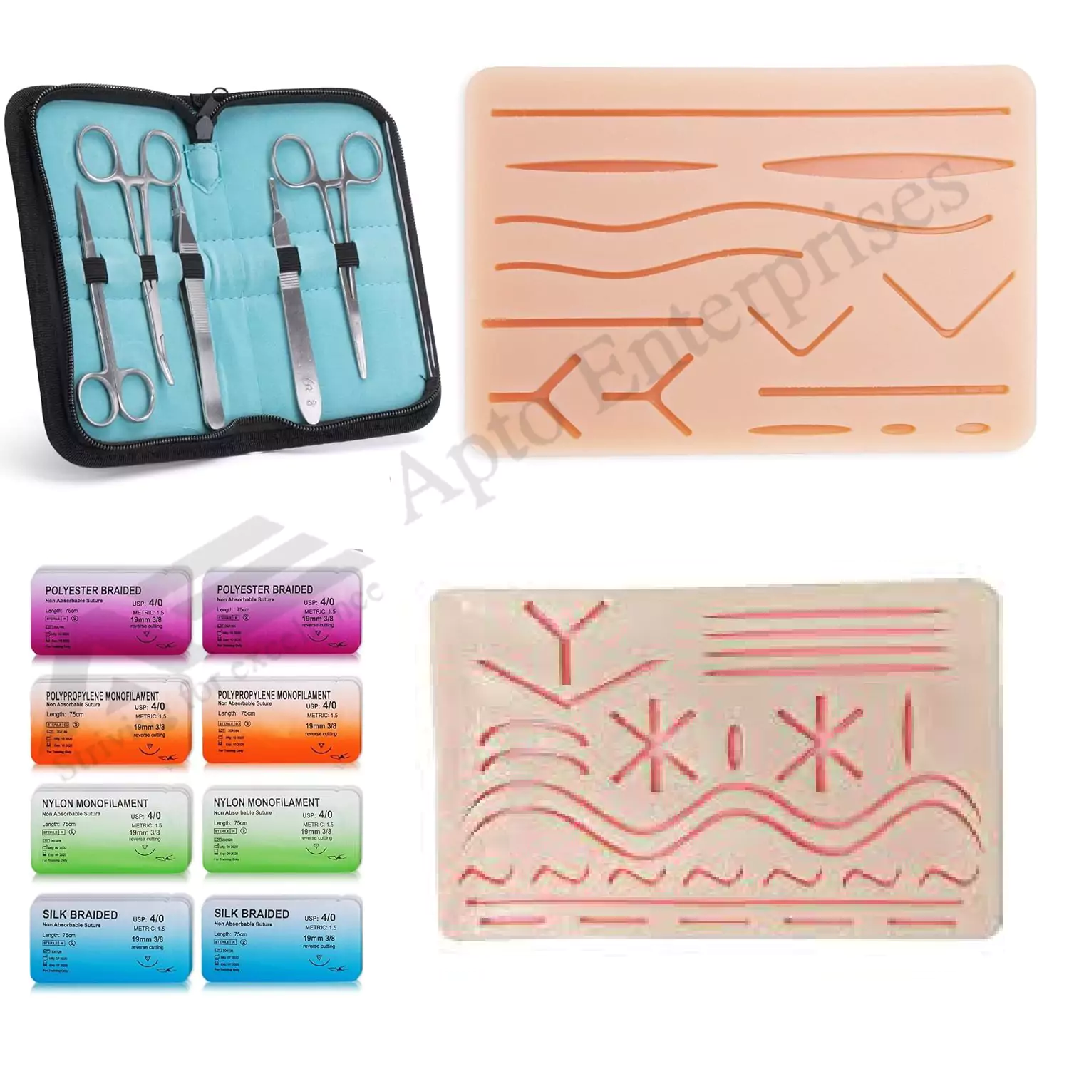 Professional Suture Kit with 3D Silicone Suture Pad